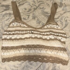 NWT Beige, Brown & White Knit Sweater Crop Top‎